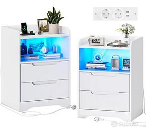 Comodini led con stazione di ricarica