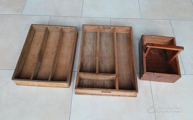 Tre oggetti legno vintage