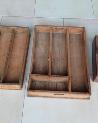 Tre oggetti legno vintage