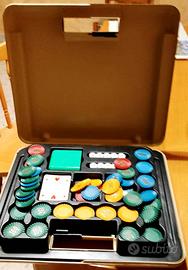 Set da Gioco Poker in Valigetta Vintage Carte Dadi