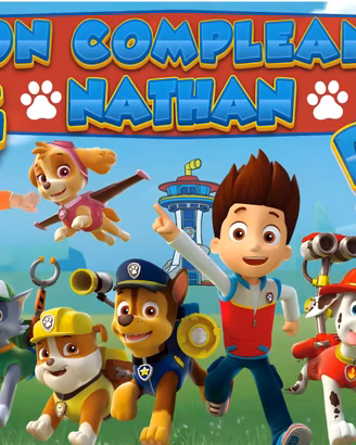 Poster COMPLEANNO PAW PATROL 150X100 CM - PERSONAL