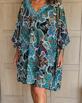 Caftano copricostume paisley curvy XL kaftan beach