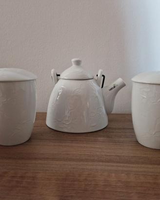 Set da Tè "Naturte" in Ceramica Bianca - 3 Pezzi