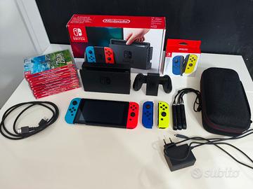 Nintendo Switch V2 + Joycon + Giochi + Custodia