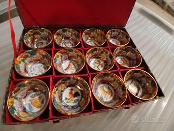 Set 12 tazzine dipinte segni zodiacali cinesi