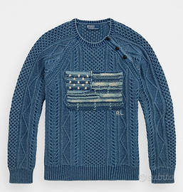 Polo Ralph Lauren ARAN KNIT FLAG COTTON SWEATER