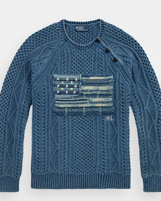 Polo Ralph Lauren ARAN KNIT FLAG COTTON SWEATER
