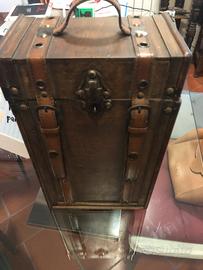 Portabottiglie legno e cuoio