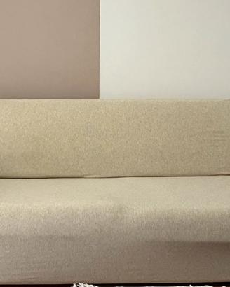 Divano-letto  a tre posti in pelle bianca