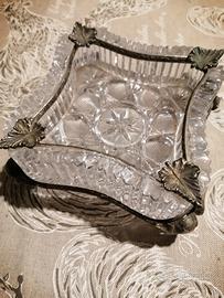 posacenere in cristallo e metallo 