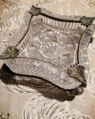 posacenere in cristallo e metallo 