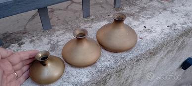 Set 3 bottigliette / vasetti in ottone vintage