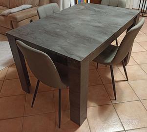 Tavolo cucina allungabile grigio + 4 sedie