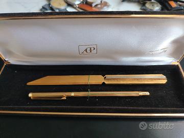 SET PENNA E TAGLIACARTA CON SCATOLA VINTAGE