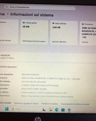 PC Portatile HP Stream 14 AMD A4 4GB RAM 64