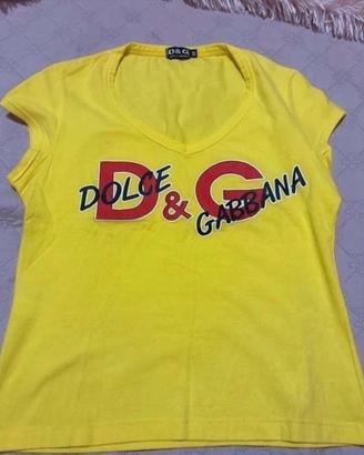 t-shirt dolce & gabbana gialla, taglia M
