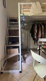 Letto a soppalco 140x200+MATERASSO INCLUSO memory