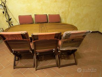 TAVOLO DA GIARDINO ALLUNGABILE LEGNO MASSELLO