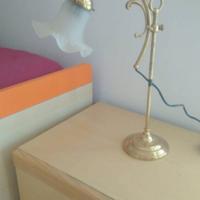 Lampada da tavolo vintage in ottone paralume vetro