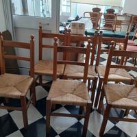 6 sedie in paglia e legno