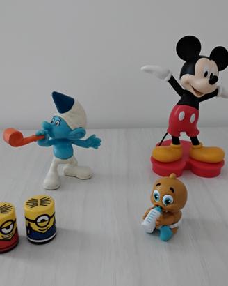 Lotto pupazzi Topolino, Minions, Puffo e Neonato