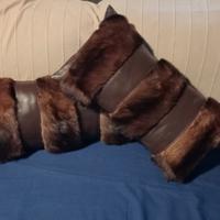 Coppia cuscini in visone e pelle 