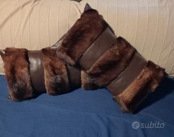 Coppia cuscini in visone e pelle 