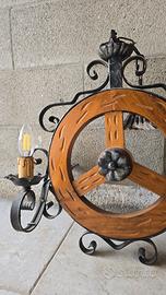 Lampadari Rustici a Ruota di Carro legno lavorato