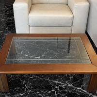 Tavolino da salotto - legno con piano in cristallo