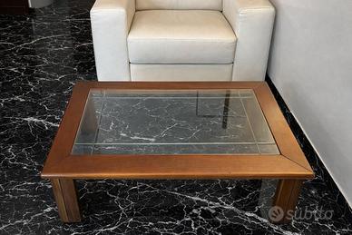 Tavolino da salotto - legno con piano in cristallo