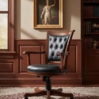 Sedia scrivania con spalliera capitonne' in pelle