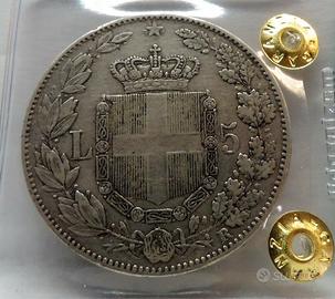 Moneta argento regno italia umberto i 5 lire 1879