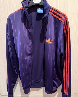 Felpa Adidas viola con strisce arancioni Tg. M-L