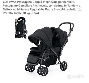 Passeggino Doppio Pieghevole per Bambini NUOVO