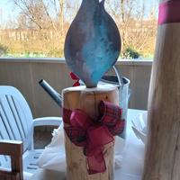 Candela legno fiamma metallo 