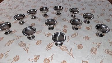 12 COPPETTE GELATO ACCIAIO INOX 18/10 MAI USATE