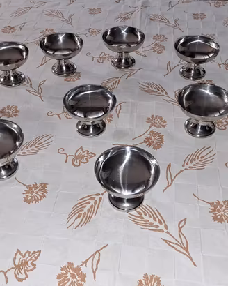 12 COPPETTE GELATO ACCIAIO INOX 18/10 MAI USATE