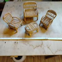 Set mobili per bambole in vimini