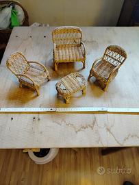 Set mobili per bambole in vimini