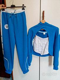 Tuta donna 3 pezzi NUOVA bianca e blu