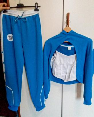 Tuta donna 3 pezzi NUOVA bianca e blu