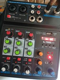 mixer 4 canali con Bluetooth USB e effetti voce 