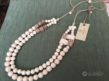 Parure collana braccialetto in legno