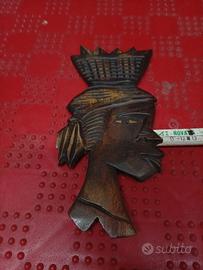 Maschera legno da parete vintage 