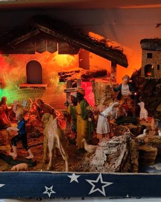 presepe in scatola con luci