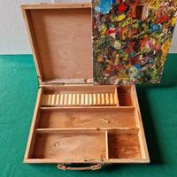 Cassetta pittura legno vintage con tavolozza