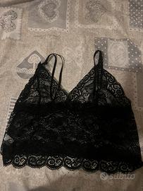 Pigiama top bretelle in pizzo nero