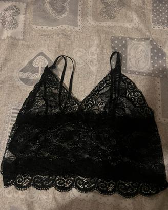 Pigiama top bretelle in pizzo nero