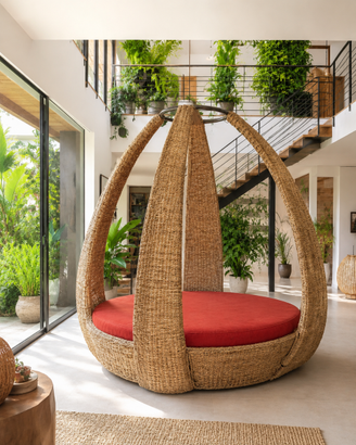 Letto Isola Relax di Design in Rattan Etnico