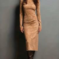 Elegante Abito Midi in Velluto a Tinta Unita